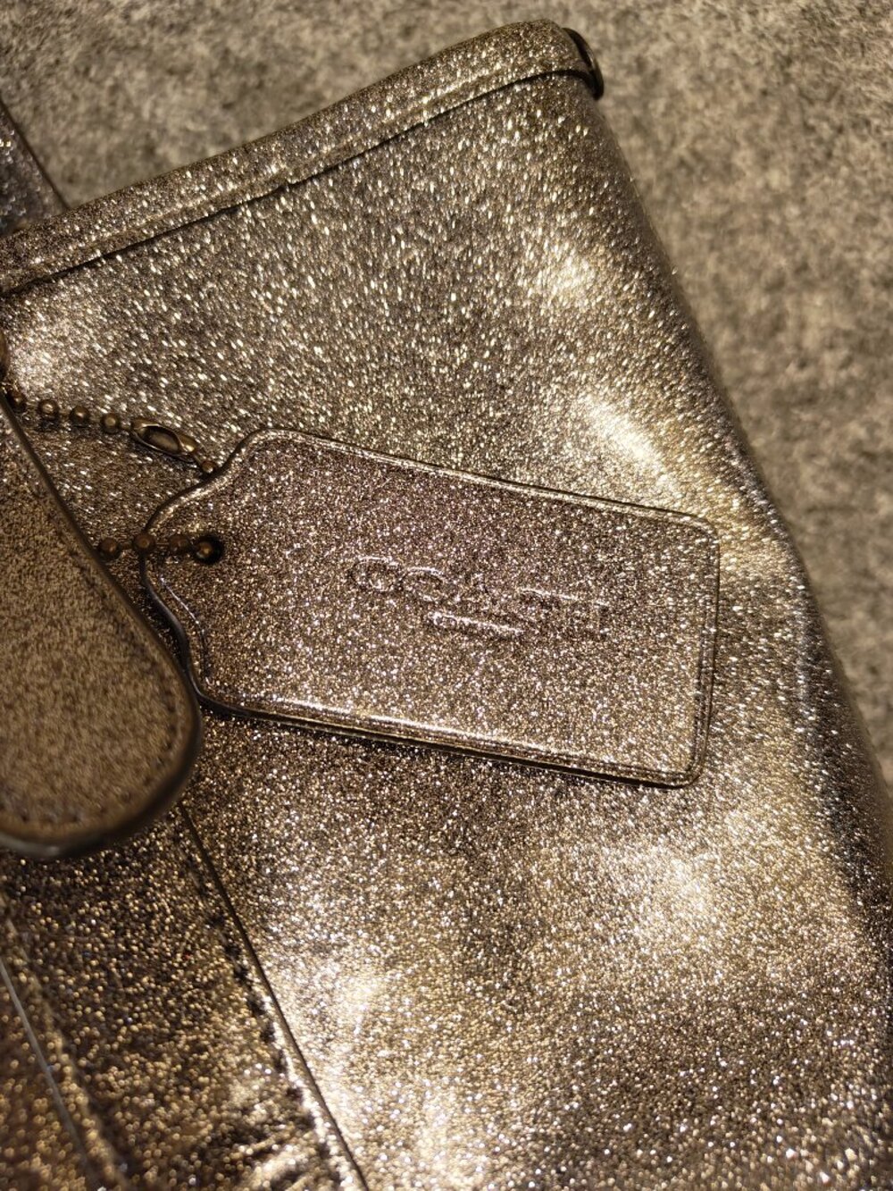 Coach Metallic Silver Leather Tote Bag - Picture 3 of 6